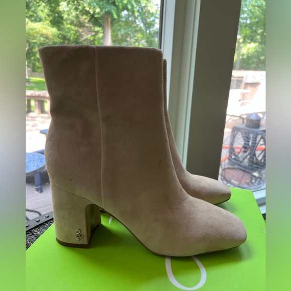 SAM EDELMAN FAWN ANKLE BOOTIES WARM OAT SUEDE 7 - Picture 8 of 16